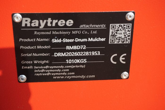2026 Raytree RMBD72 — Raytree 72" High-Flow Skid Steer Drum Mulcher — photo 6